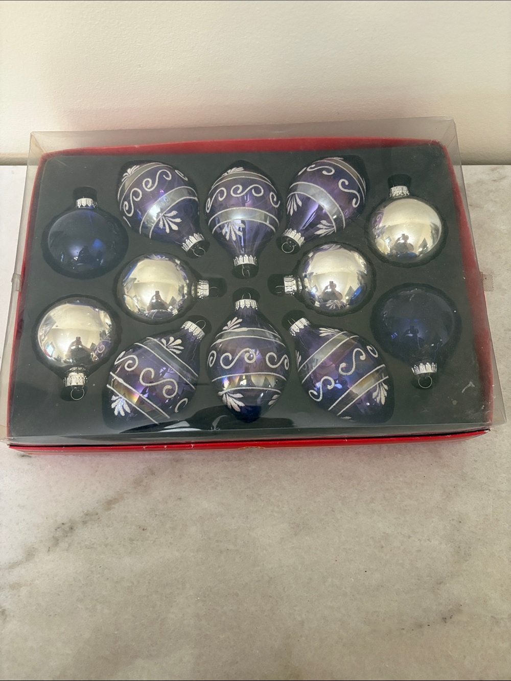Elegant Blue & Silver Holiday Ornament Set